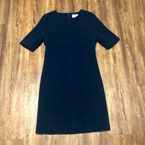 Patty Kim New York Dress Women's Small Navy Midi Sheath Short Sleeve Casual